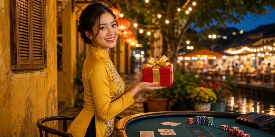 Người chơi tại chợ đêm Hội An tham gia baccarat trực tuyến trên điện thoại